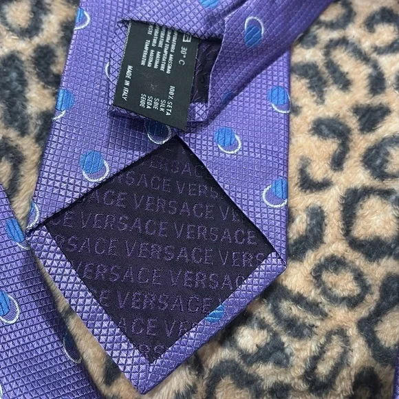 Versace Purple Patterned Silk Necktie Tie